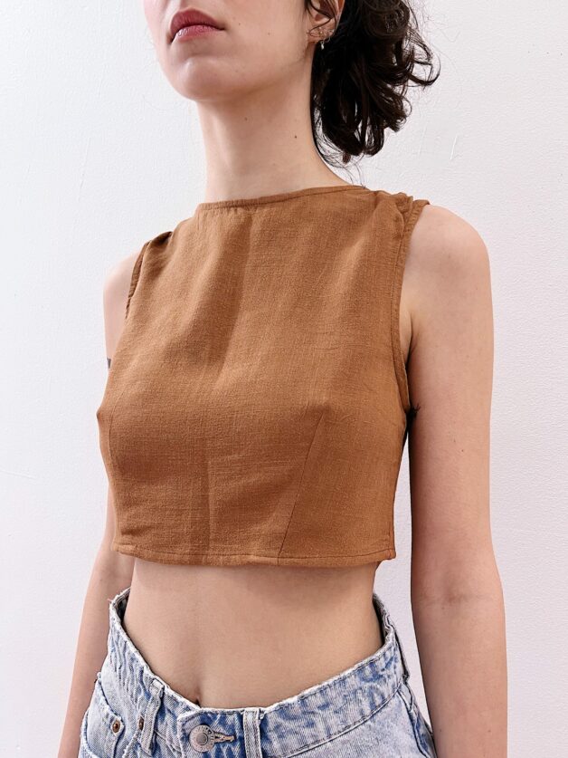 Stay Calma - Linen top (caramel)