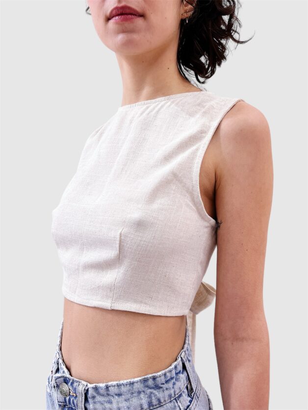 Stay Calma - Linen top (beige)