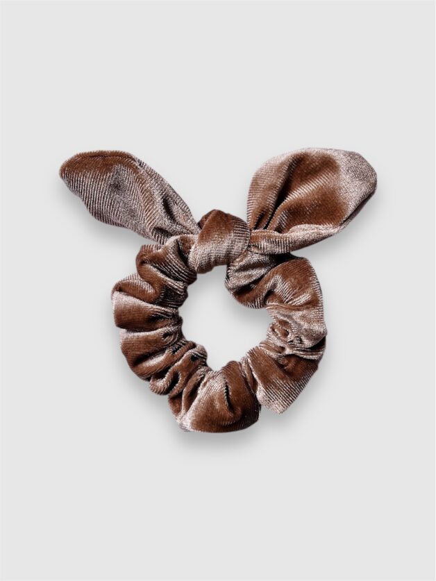 Stay Calma - Velvet bow scrunchie (brown)