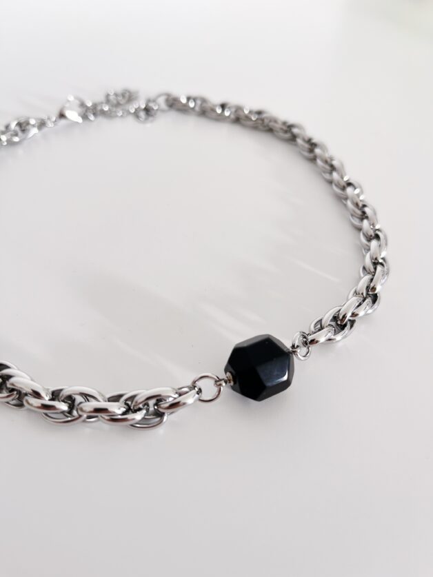 Stay Calma - Meteorite necklace (black-silver)
