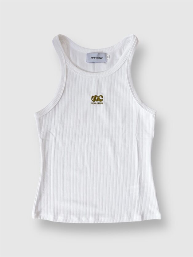 Stay Calma - Cassie tank top (white/mustard)