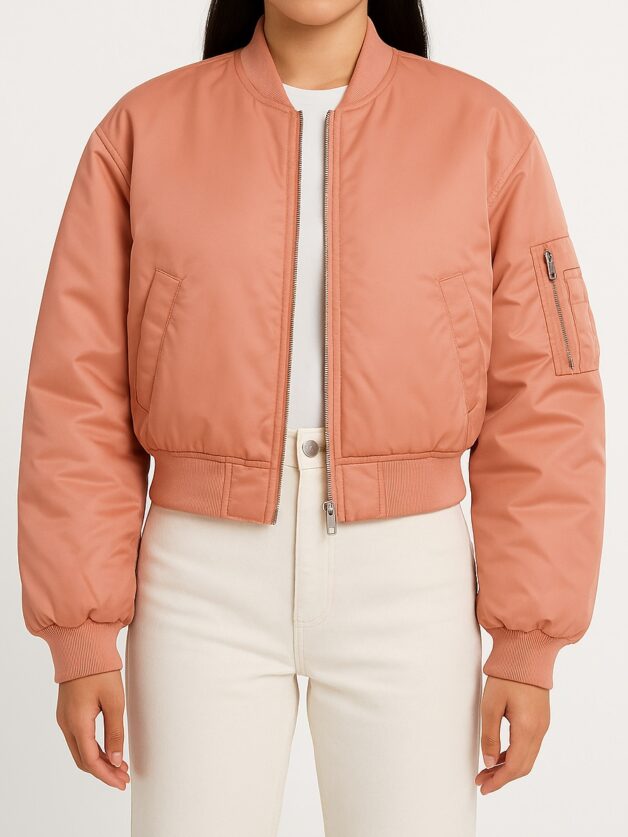 Stay Calma - Peach bomber jacket