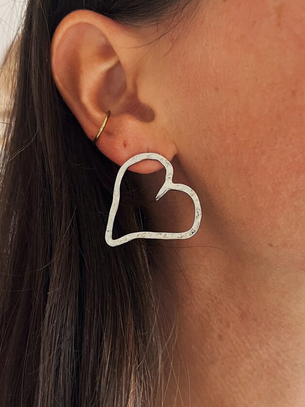 Stay Calma - Big heart earrings (silver)