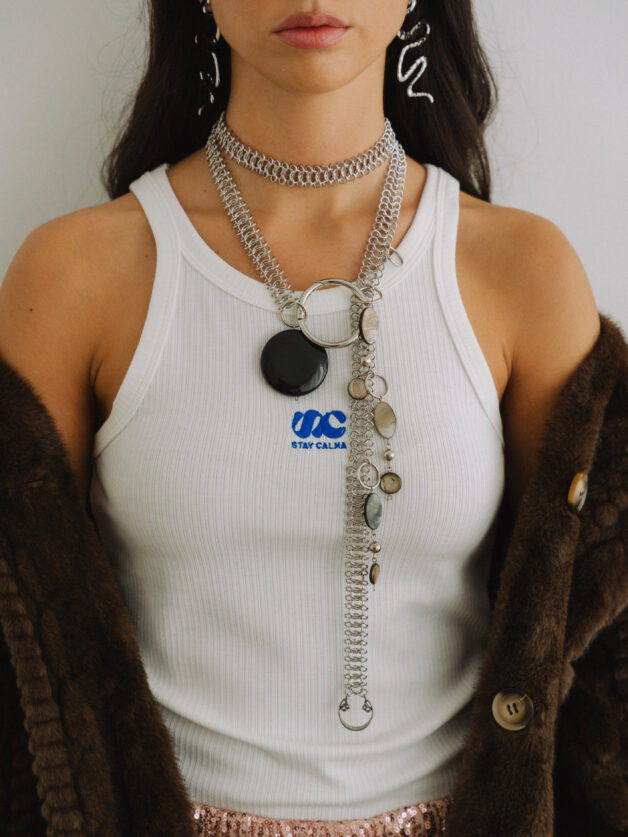 Stay Calma - Upcycled belt-necklace