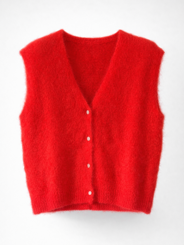 Stay Calma - Red mohair gilet