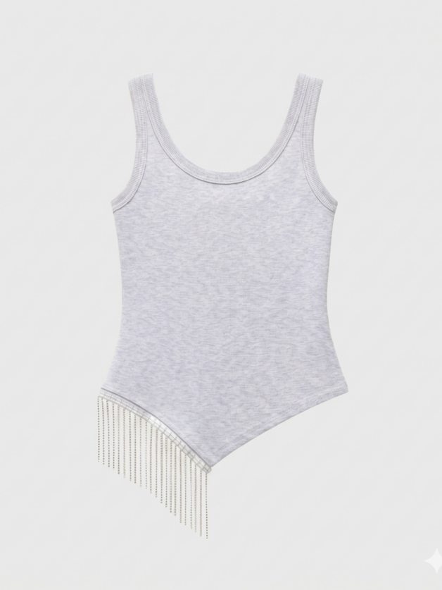 Stay Calma - Fringe Grey top